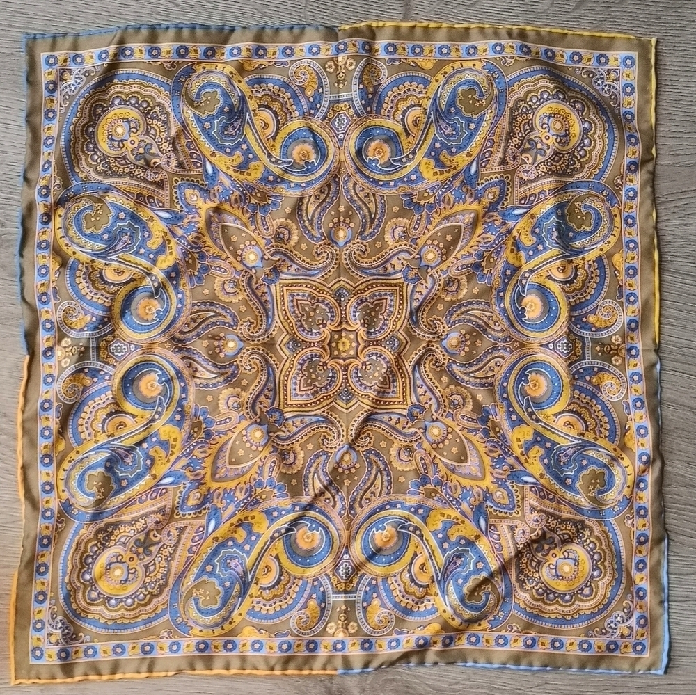 Y2k Neo-Vintage Classic Hand-rolled Plaisley Print Dion Silk Satin Pocket Square